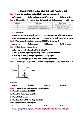 Đề thi thử Trung học phổ thông Quốc gia lần 1 môn Hóa học - Sở GD & ĐT Thừa Thiên Huế (Có đáp án)